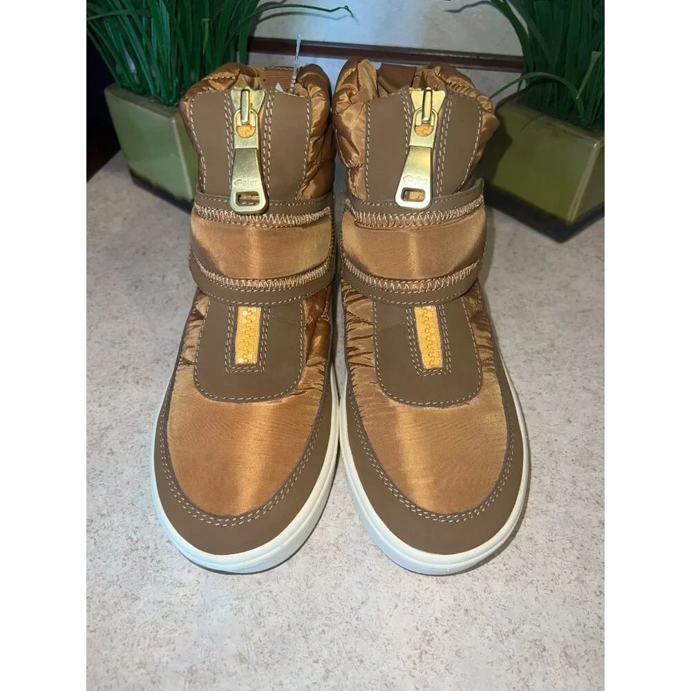 Pajar Canadian Gala Waterproof Zip Front Booties Tan/Gold Size 7.5